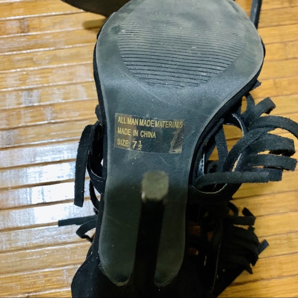 Wild Diva Fringe Heels - Black - Picture 5 of 7